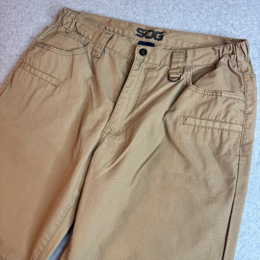 SOG Mens Tactical Ripstop Pants Khaki Tan Utility Work Trousers 34x30 Style 5562